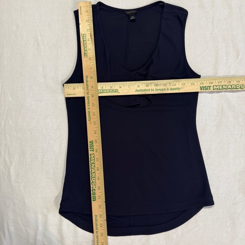 Ann Taylor Navy Sleeveless Ruffle Top Blouse Shirt Tank‎ XSmall - Picture 5 of 5